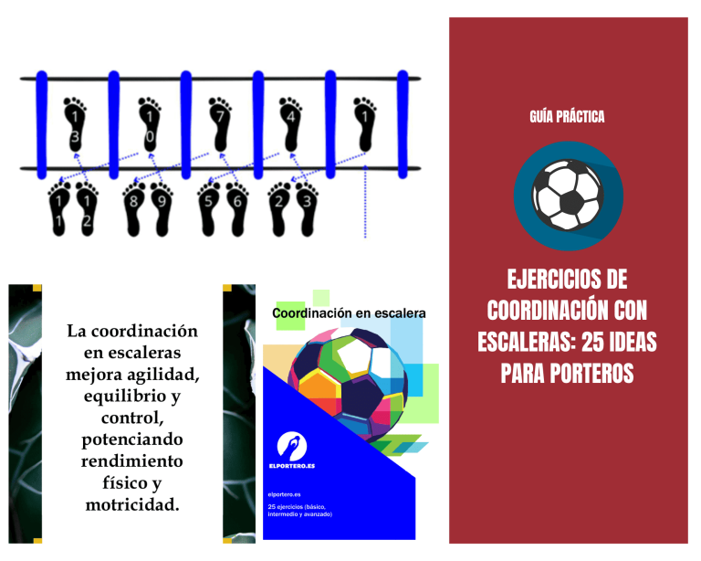 Collage imagen guia ejercicios coordinacion con escalera.