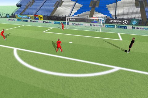 Ejercicio de potencia, salida frontal y respuesta con caída lateral